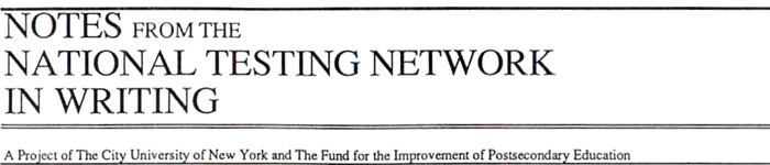 Notes from the National Testing Network in Writing - Click to Return to the Main Page NTW Banner
