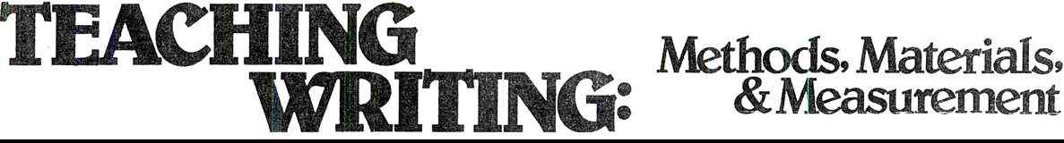 Notes from the National Testing Network in Writing - Click to Return to the Main Page NTW Banner