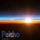 "Sunrise at the International Space Station" from NASA. Image description: a vertical rectangle showing a dramatic sunrise, with the bottom half of the image black. The sunrise is shown as bands of color: red, orange, yellow, with the sun at the right side of the image. Above the sun is a gradient blue sky with a light blue band surrounding the sun and progressively darker blue toward the top of the image. In the bottom left corner is the word Peitho in a sans-serif font in a sunrise gradient. Underneath that are the words "Volume 24.1 Fall 2021."