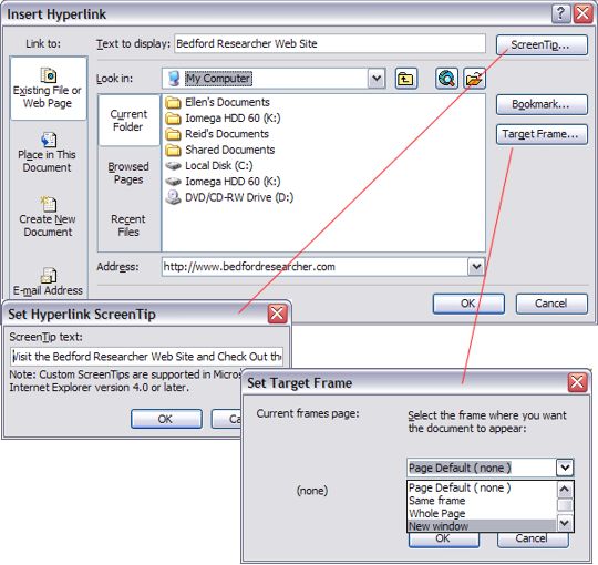 Insert Link Dialogs