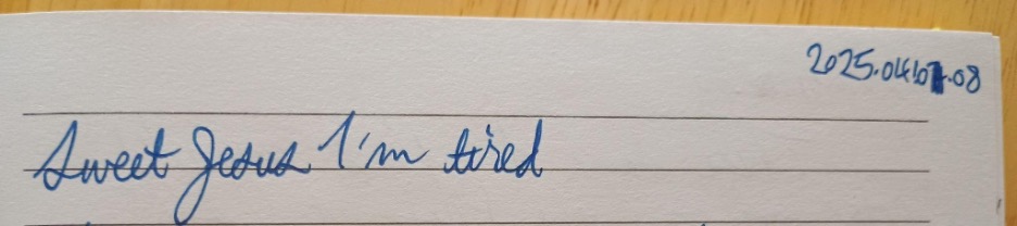 Figure 4: A section of a journal with the date 2025 04-10.8 and the text "Sweet Jesus I'm tired"